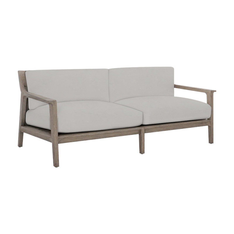 Ibiza Outdoor Teak Loveseat, Light Grey Vinyl 6503-010