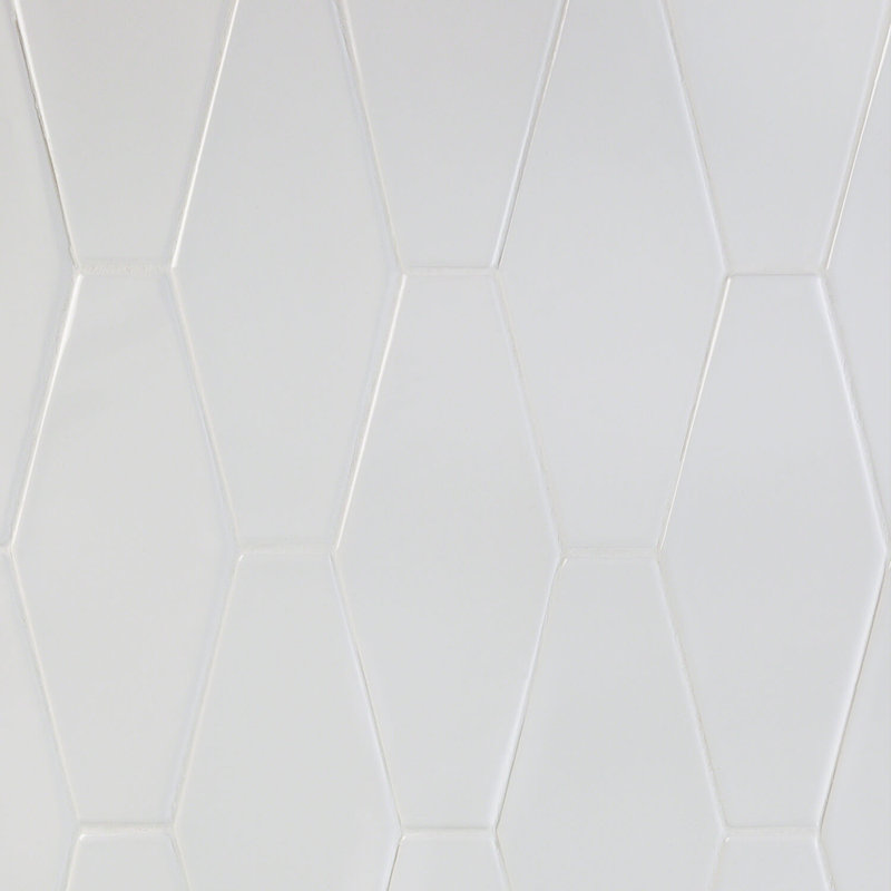 Manchester 4x8 Hexagon Glossy Ceramic Tile, Bianco White