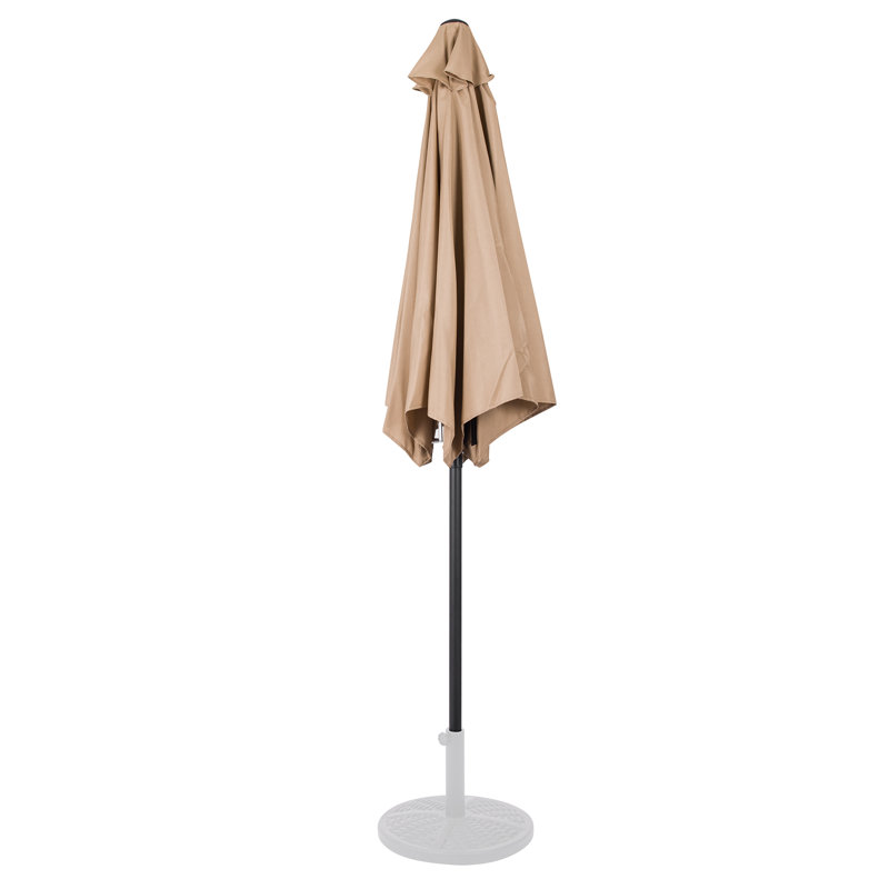  Parasol de patio 9 pi - Cadre en métal et manivelle, toile recyclée résistante aux rayons UV pour terrasse, jardin, piscine