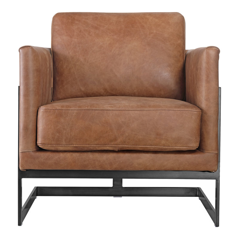 Oliver 27" Wide Armchair, Cappuccino Genuine Leather