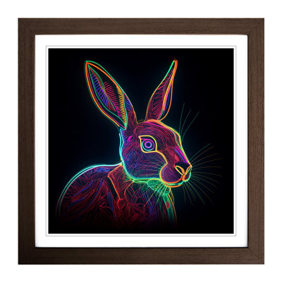 Hare Neon Art No.1 - Framed Print