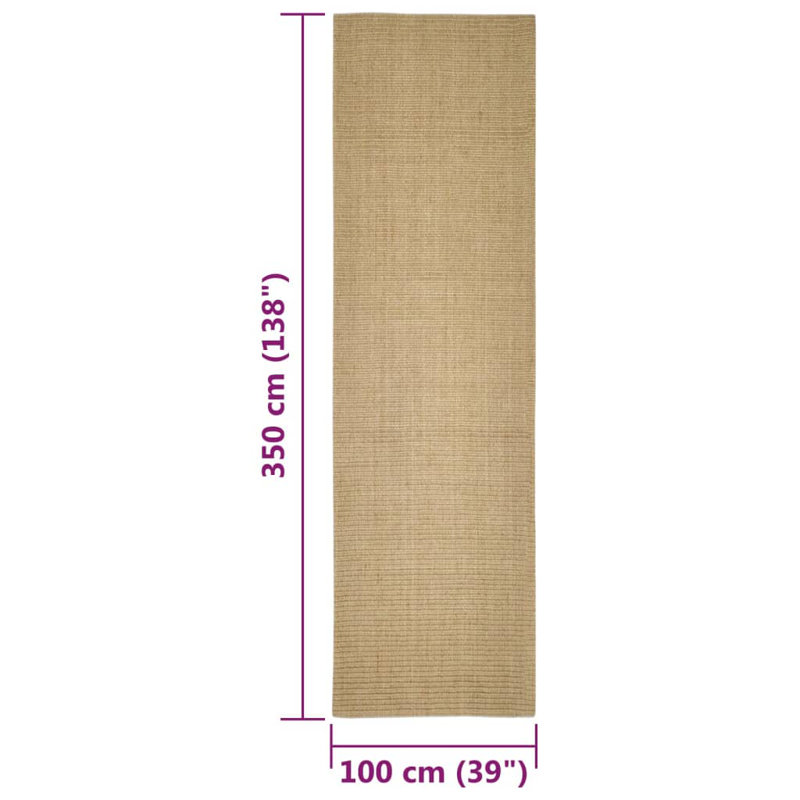 Light Brown Area Rug, Runner 100 x 350 cm