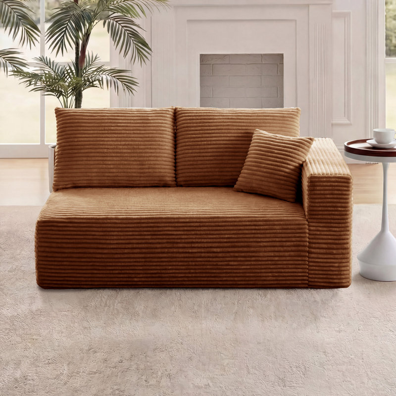 Causeuse à compression modulaire 69,29 po avec accoudoirs, canapé modulaire en flanelle 2 places avec 3 coussins, canapé «Boneless» en nuage pour boîte de salon à petits espaces brun