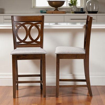 Isen Counter Height Pub Chair Set in Gray/Walnut Brown, 42.3'' H X 17.82'' W X 20.04'' D