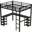 Lit mezzanine noir avec bureau - structure en métal pour une chambre à coucher attrayante et un espace de rangement durable