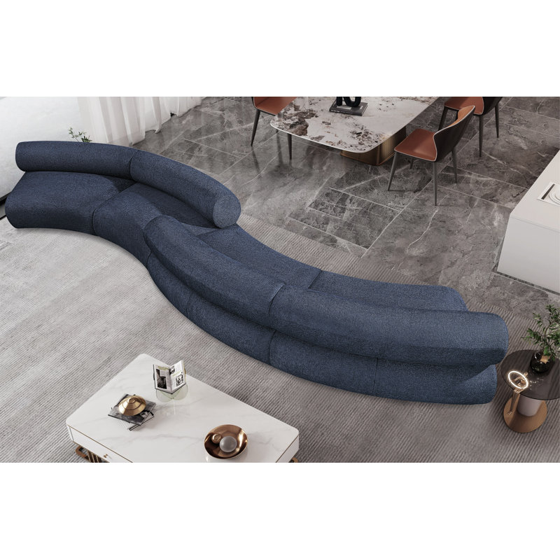 Bale 202" Upholstered Sectional, Navy Chenille Fabric
