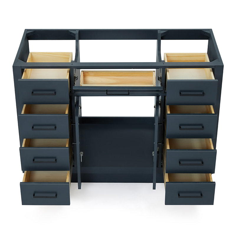 48" Single Bathroom Vanity Base Only, Matte Black, Midnight Blue