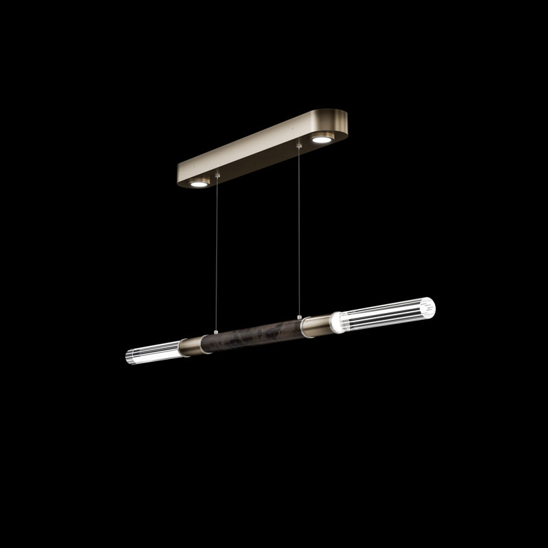 Luminaire suspendu linéaire l 62 po Antonia, Nickel/Bronze ombré/Charbon