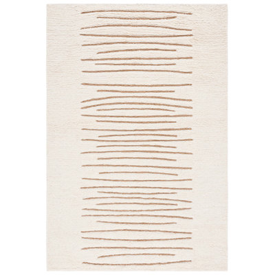 Peacham Hand Woven Wool/Jute Striped Rug in Natural/Ivory