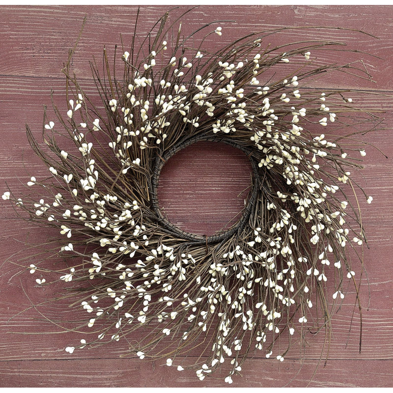 Couronne d'automne à pépins et vignes, H 16 po x l 16 po x P 4 po, Ivoire ivoire