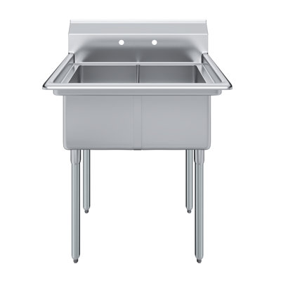 22 in. x 34 in. Stainless Steel Two Compartment Sink With 14 in. x 16 in. x 11 in. Bowls