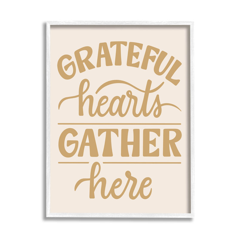 Grateful Hearts Gather Here at-199, H 14 po x l 11 po x P 1,5 po, Cadre blanc