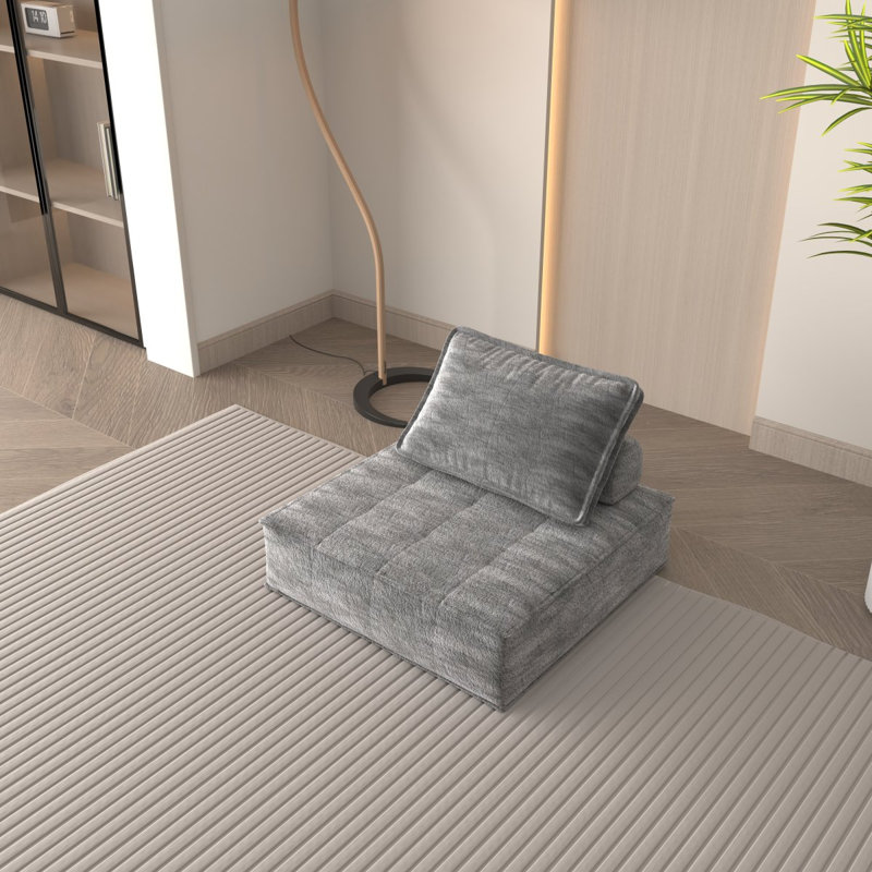Canapé modulaire simple modulaire moderne Canapé simple carré carré Canapé moderne sans accoudoirs Canapé d'appoint sans accoudoirs avec coussin de dossier amovible pour salon, appartement (gris + rembourré)