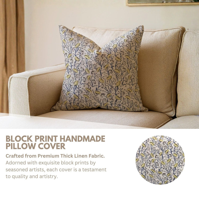 Linen Pillow Cover, 14"H x 20"W, Rectangle, Pishta Floral