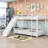 Twin Over Twin Metal Bunk Bed With Slide, Convertible Loft Design And Safety Guardrail-1649801302