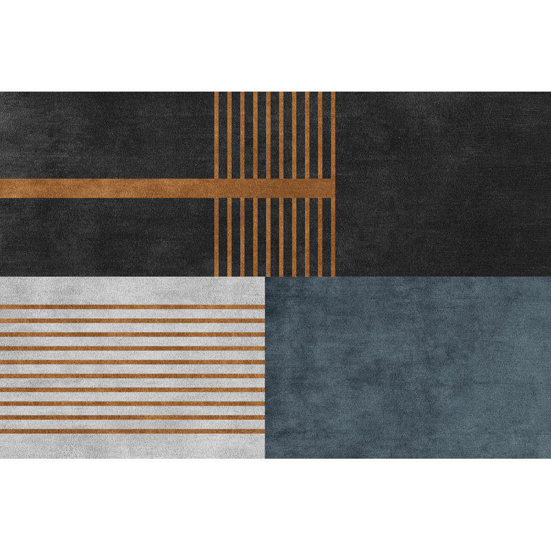 Drumawillin Vinyl Machine Printed Area Rug, Rectangle 3'3.4" x 4'11.1"