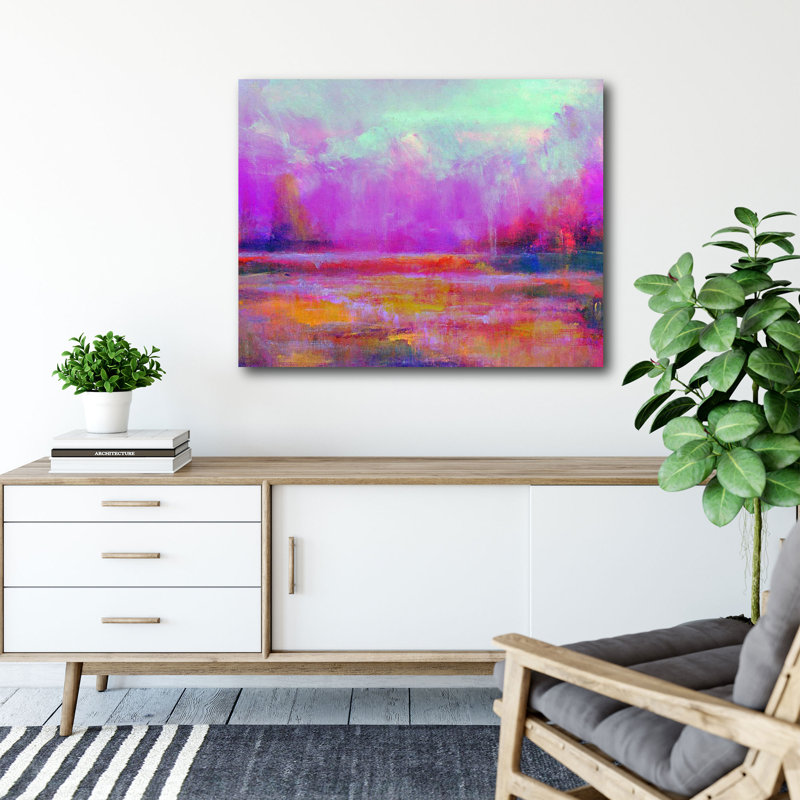 Fuchsia paysage - reproduction d'art sur toile tendue, H 20 po x l 24 po x P 1,5 po