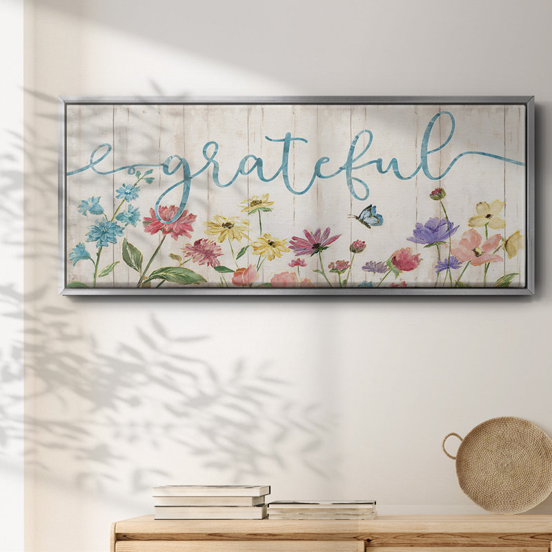 Grateful Wildflowers- Framed Canvas, 20" H x 50" W