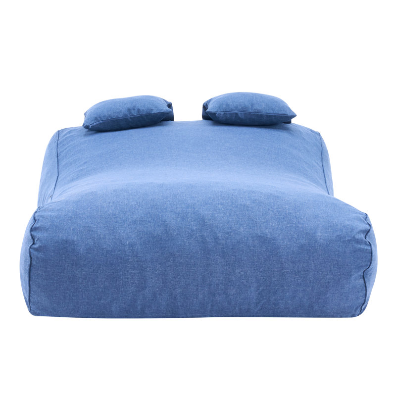 Elora Modern Minimalist Olefin Outdoor Bean Bag Daybed, Navy Blue