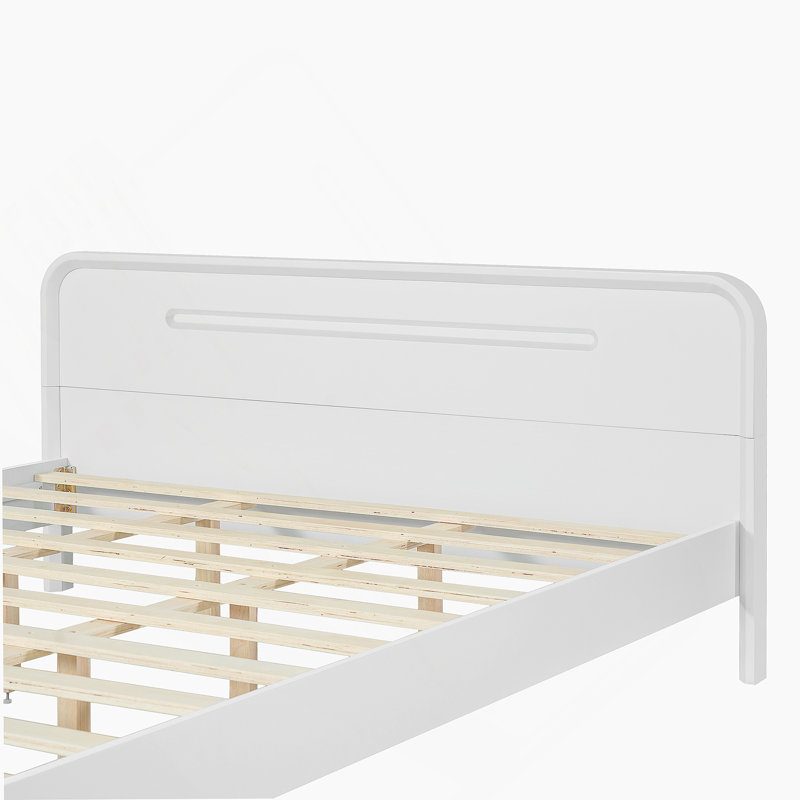 Grand lit en bois de pin massif, stable et durable, sans sommier tapissier, finition blanche intemporelle, Blanc, Grand lit
