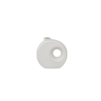 Vase en céramique ovale blanc mat