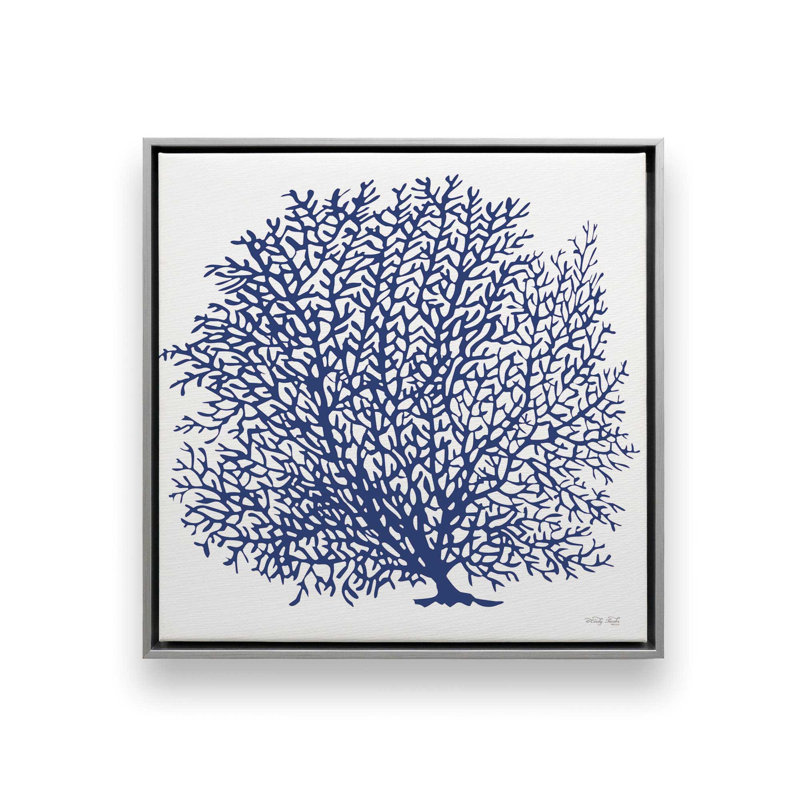 Impression sur toile «Marine Coral I» par Cindy Jacobs, H 31,5 po x l 31,5 po, Argent, Toile avec cadre