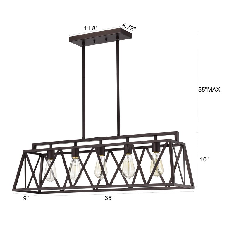 Gracie Oaks Hakim 5 - Light Kitchen Island Pendant & Reviews | Wayfair