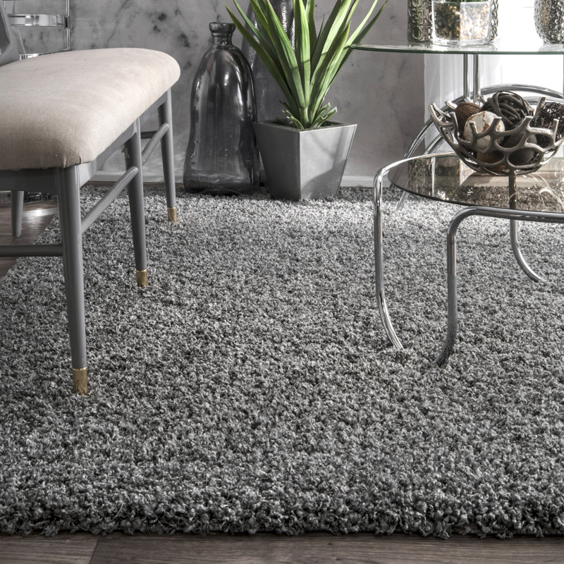Conye Performance Grey Shag Area Rug, Rectangle 8' x 10'