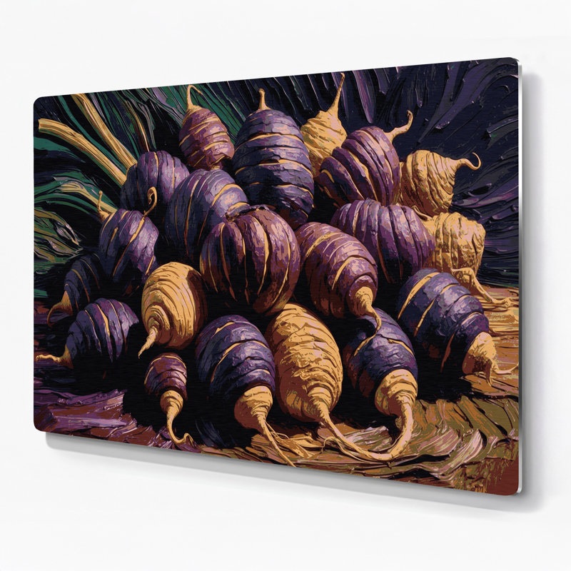 Légumes, art mural mauve en métal, H 11 po x l 14 po