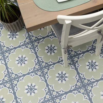 Daphne Sage Green 30.48 x 30.48cm Self-adhesive Vinyl Floor Tiles Pack 10 (0.93sqm)