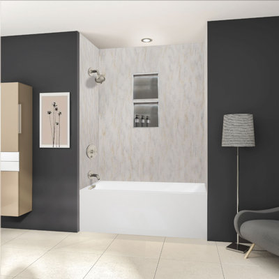 Ensemble de baignoire en alcôve en acrylique 60 po x 32 po x 22 po Transolor Unity AFR, blanc