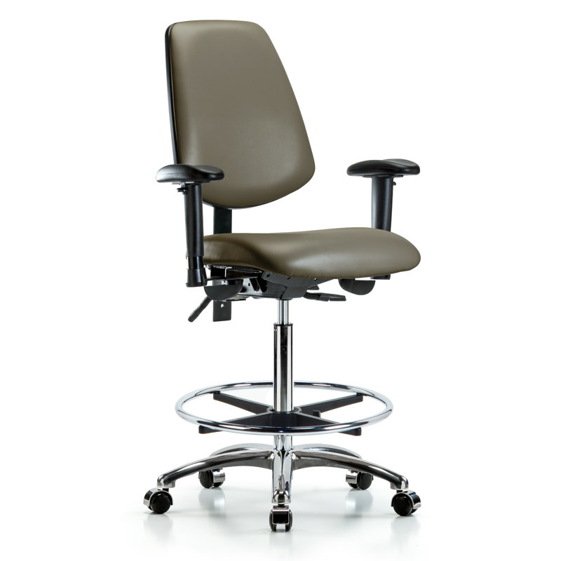 Chaise de travail ergonomique Landolfo, Roulettes, Taupe, Oui