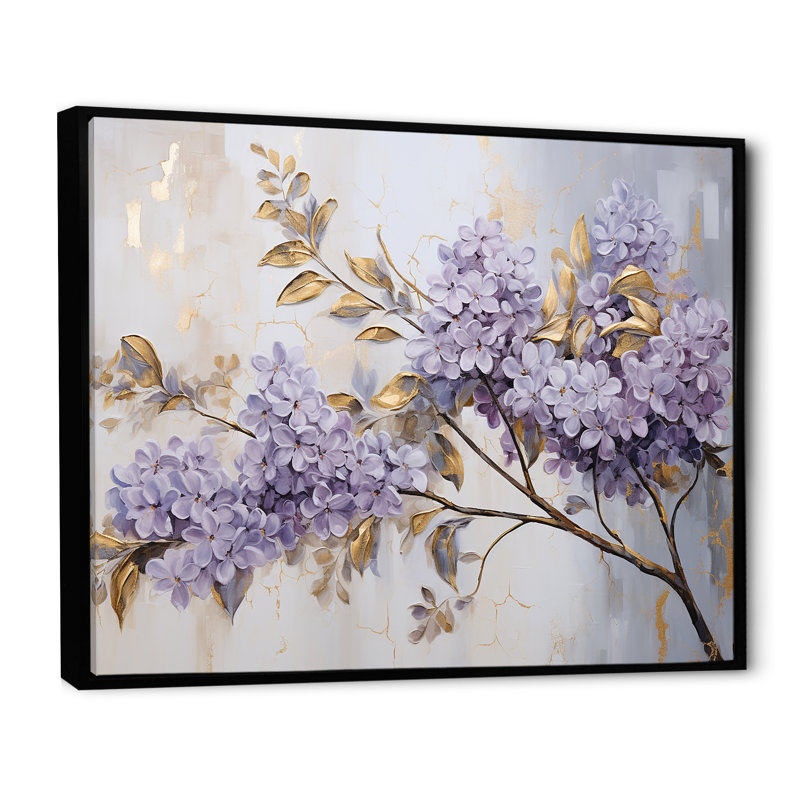 Pastel Lilac Dreams I - lilas, art mural sur toile, Cadre flottant noir, H 12 po x l 20 po x P 1 po