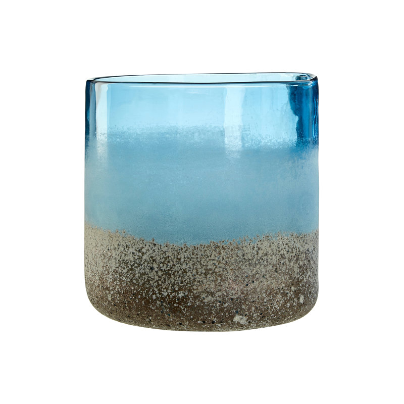 Chiara Glass Table Vase, Blue, 18cm H x 18cm W x 18cm D