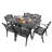 60" Rectangular Patio Dining Table Cast Aluminum Patio Bistro Table for Garden,Black-1353939794