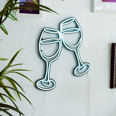 Enseigne néon Cheers - art mural en métal à DEL pour décoration de bar, de maison ou de fête, art mural lumineux et unique en néon, superbe enseigne au néon pour n'importe quelle pièce (avec télécommande)