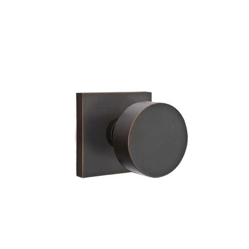 Ensemble de poignées cylindriques simples avec rosette carrée et bouton rond Emtek, Chrome brillant