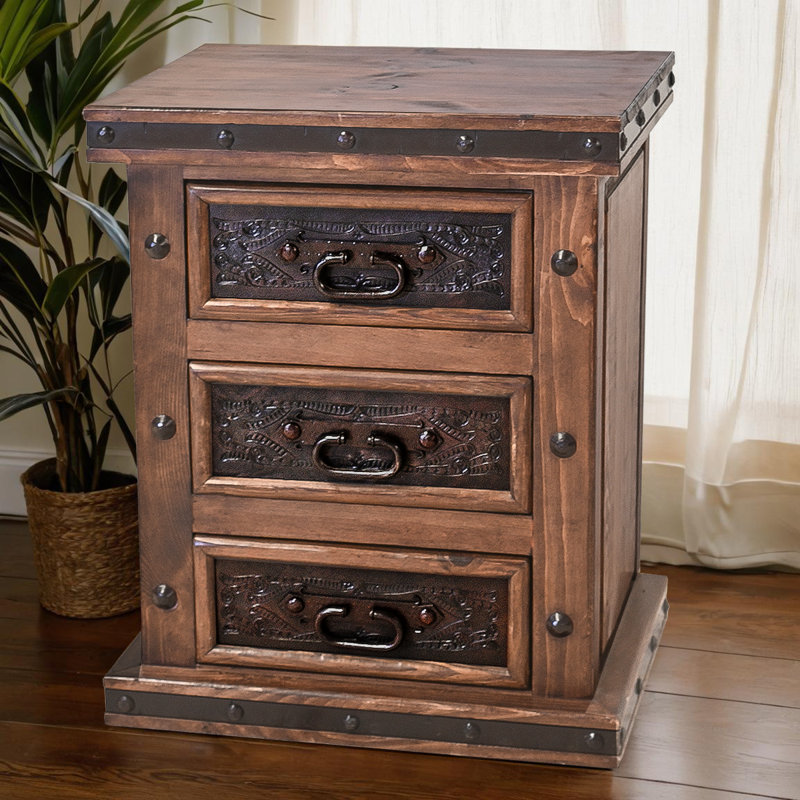 Sierra Forge Hand-Tooled Copper 3-Drawer Nightstand