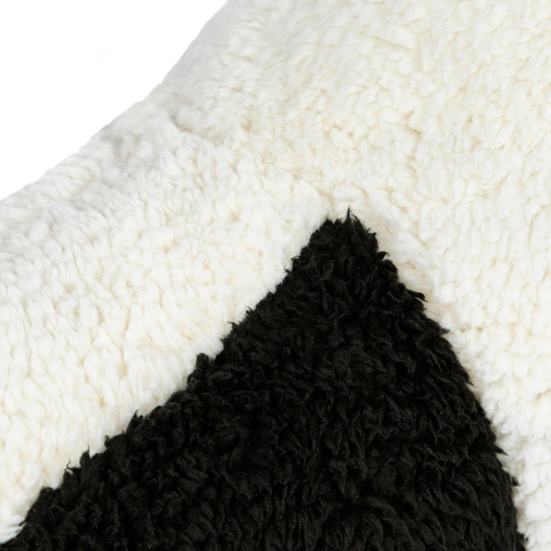  Coussin de dossier en fausse fourrure, Noir / blanc