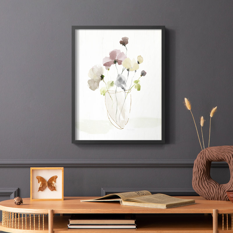 Choisissez «Happy bouquet I», reproduction encadrée - bois massif, Cadre simple noir, H 10 po x l 8 po