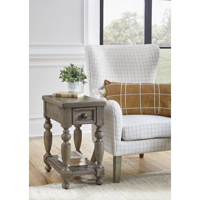 Erminda Distressed Gray Pine Chairside End Table