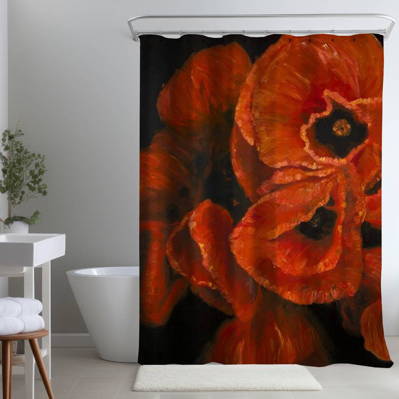 Floral – Polyester Shower Curtain, Dye Sublimation Print, 71" W × 74" L