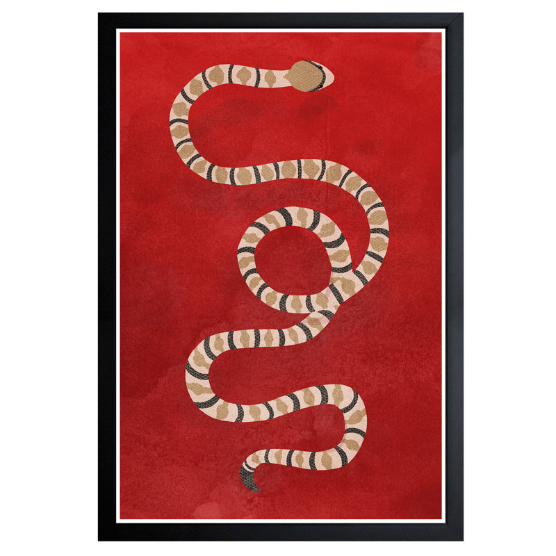 «Wild Animals Ruby Snake», reproduction d'art graphique sur papier encadré, H 19 po x l 13 po x P 0,5 po, Cadre noir