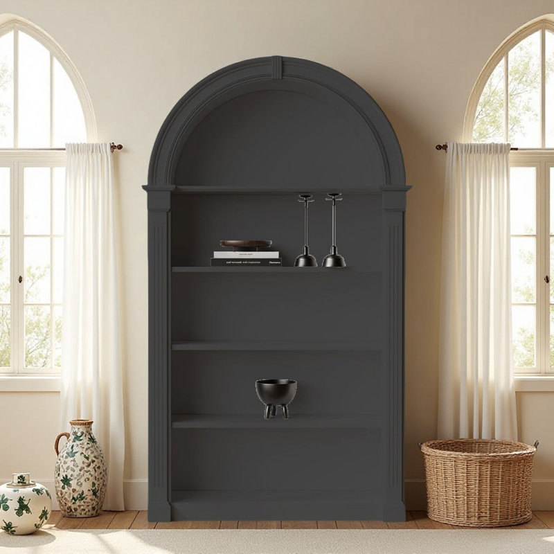 French Cream-style Arched Display Cabinet, Black