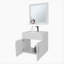 Ensemble de meuble-lavabo flottant blanc 2 portes avec lavabo et miroir-655491021