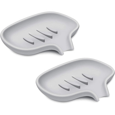 Paquet de 2 porte-savon en silicone avec plateau de drainage