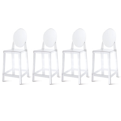 25" Seat Height Plastic Acrylic Modern Armless Counter Height Stool For Kitchen