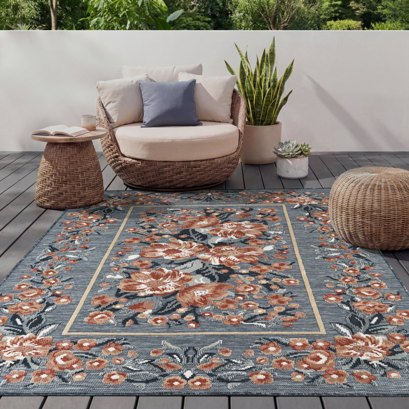 Tapis bleu marine intérieur / extérieur Abani Rugs Terase SAK140A, 6 pi x 9 pi