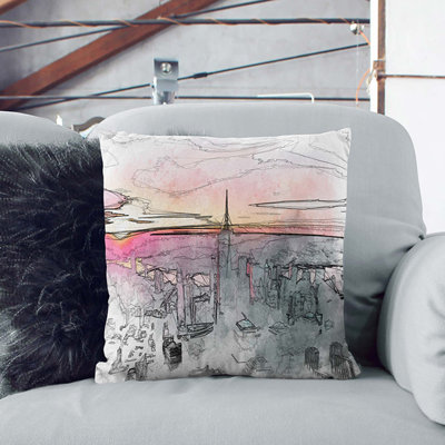 Sunset over New York City Cushion with Filling