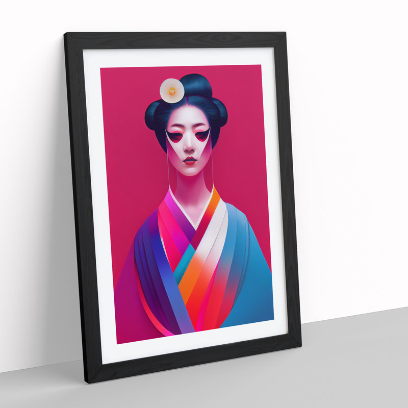 Geisha A Colour No.2 - Single Picture Frame Print, Black, 64cm H x 46cm W x 2cm D